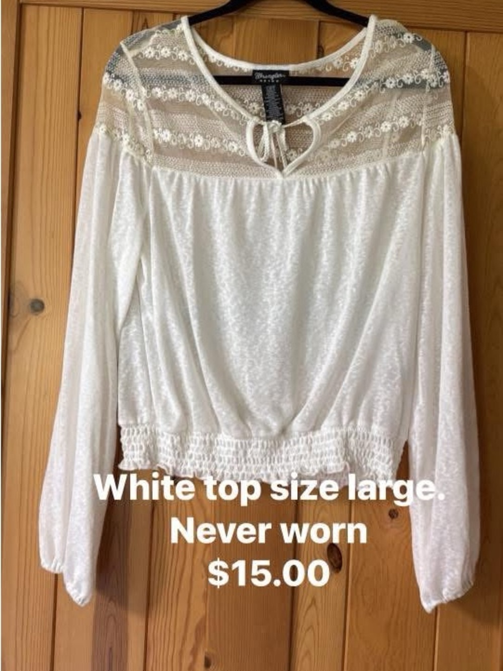 Rue21 White Lace Yoke Long Sleeve Tunic Top